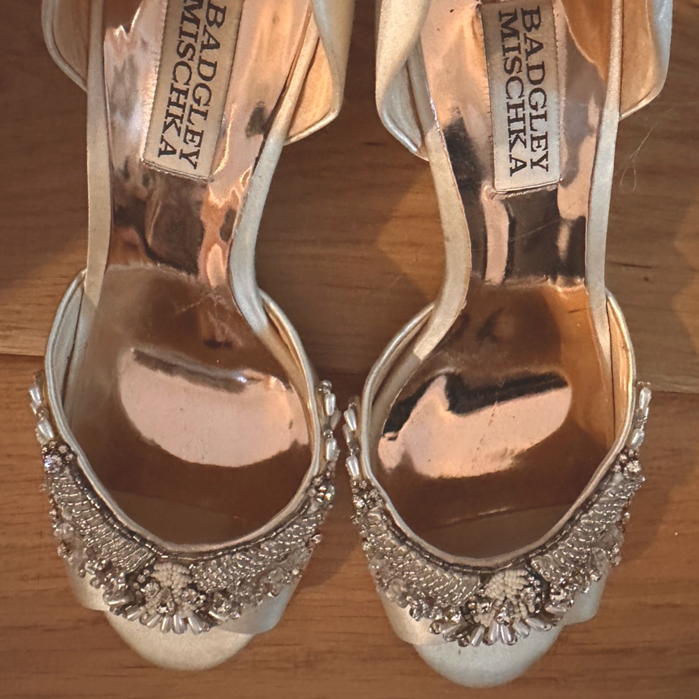Badgley Mischka beaded wedding wedges
